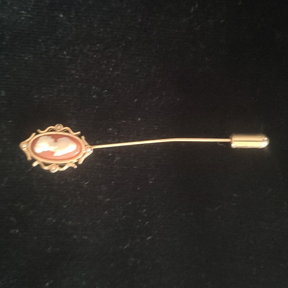 Vintage goldtone cameo pin